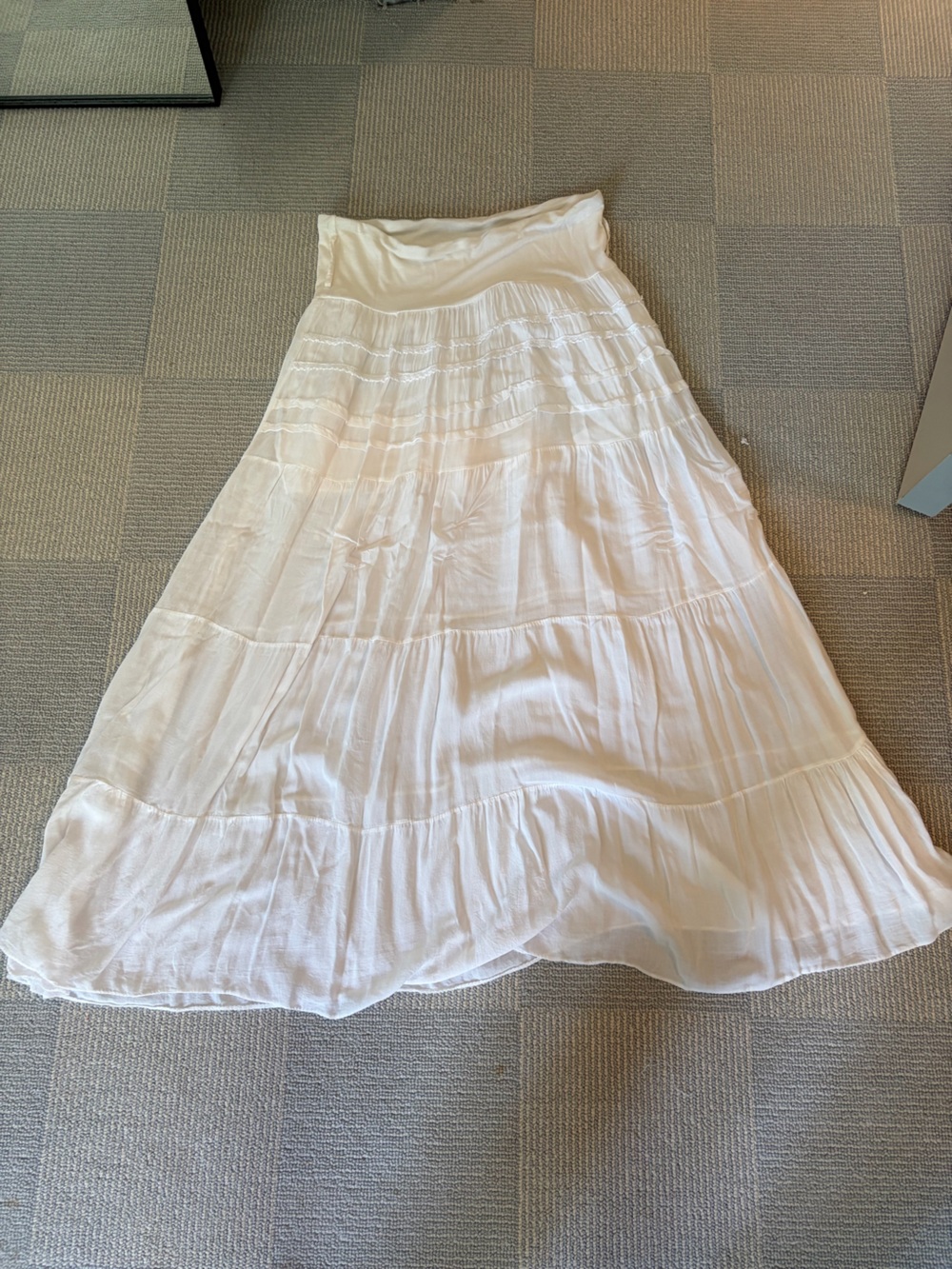 White Tiered Maxi Skirt - Lightweight Flowing Design